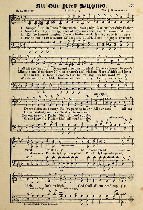 Praise in Song: a collection of hymns and sacred melodies page 73