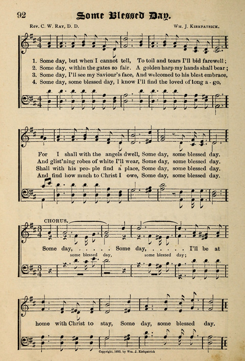 Praise in Song: a collection of hymns and sacred melodies page 92