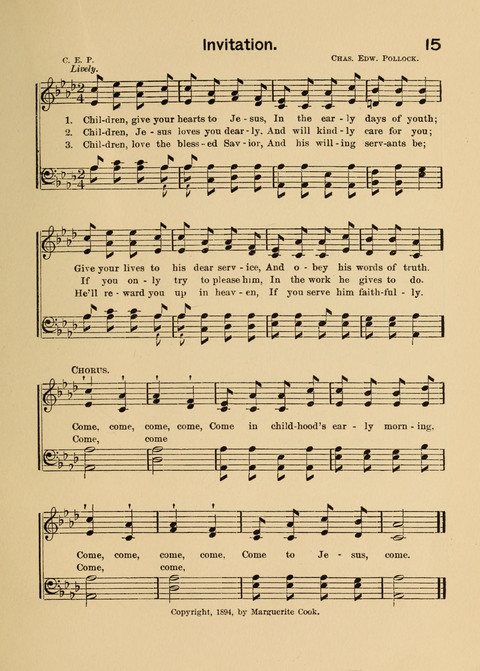Primary Songs No. 2: for the primary class in the sabbath school and for use in the home, the kindergarten and day school page 15