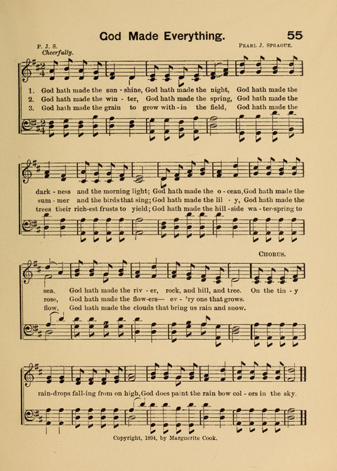 Primary Songs No. 2: for the primary class in the sabbath school and for use in the home, the kindergarten and day school page 55