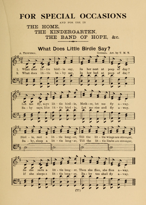 Primary Songs No. 2: for the primary class in the sabbath school and for use in the home, the kindergarten and day school page 77