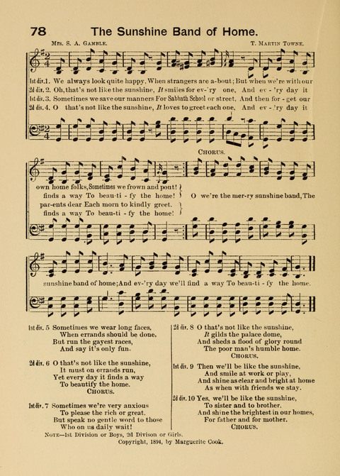 Primary Songs No. 2: for the primary class in the sabbath school and for use in the home, the kindergarten and day school page 78