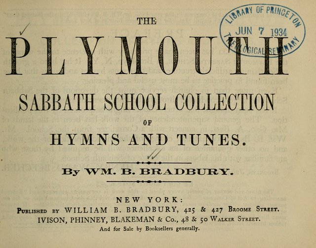 The Plymouth Sabbath School Collection of Hymns and Tunes page 1