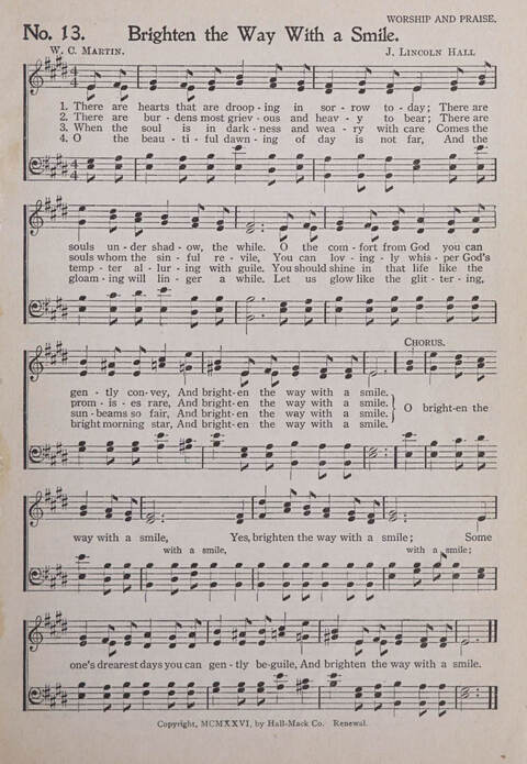Praise and Service Songs for Sunday Schools page 13