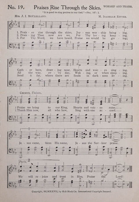 Praise and Service Songs for Sunday Schools page 19
