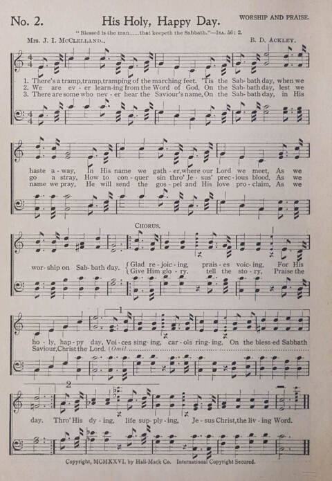 Praise and Service Songs for Sunday Schools page 2