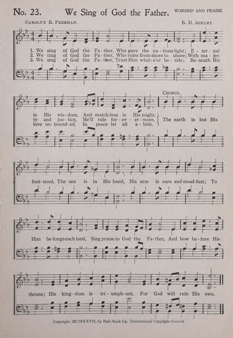 Praise and Service Songs for Sunday Schools page 23