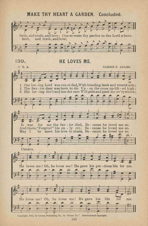 Praise Ye: a collection of sacred songs page 141