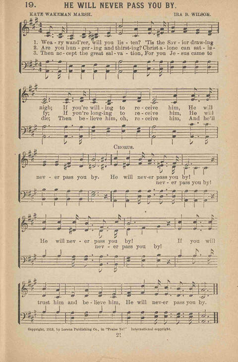 Praise Ye: a collection of sacred songs page 21