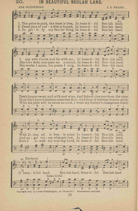 Praise Ye: a collection of sacred songs page 22