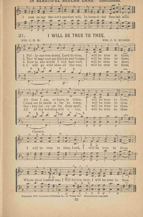 Praise Ye: a collection of sacred songs page 23