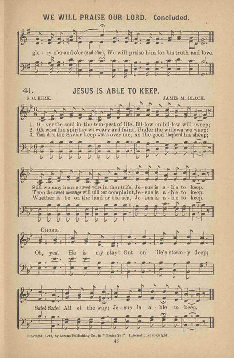 Praise Ye: a collection of sacred songs page 43