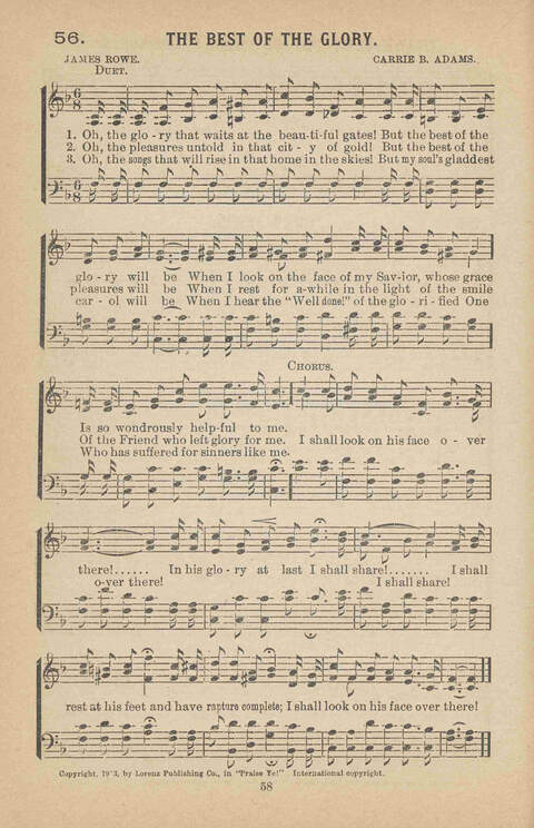 Praise Ye: a collection of sacred songs page 58