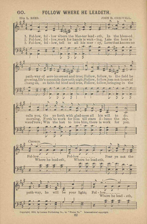 Praise Ye: a collection of sacred songs page 62