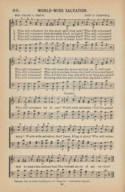 Praise Ye: a collection of sacred songs page 90