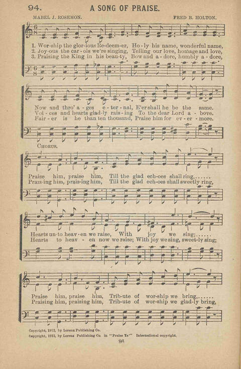 Praise Ye: a collection of sacred songs page 96