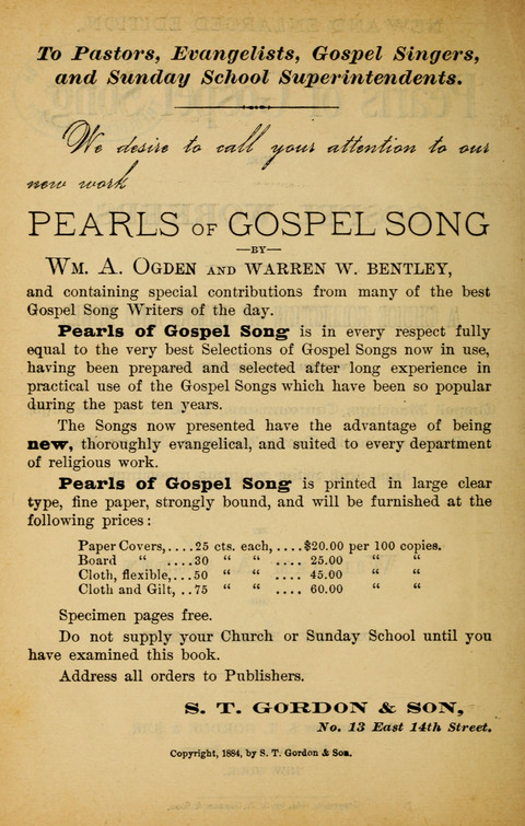 Pearls of Gospel Song: for gospel workers. a choice collection of hymns and tunes page 2