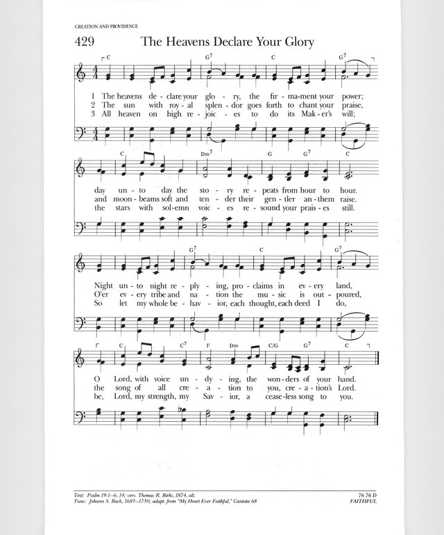Psalter Hymnal (Gray) 429. The heavens declare your glory