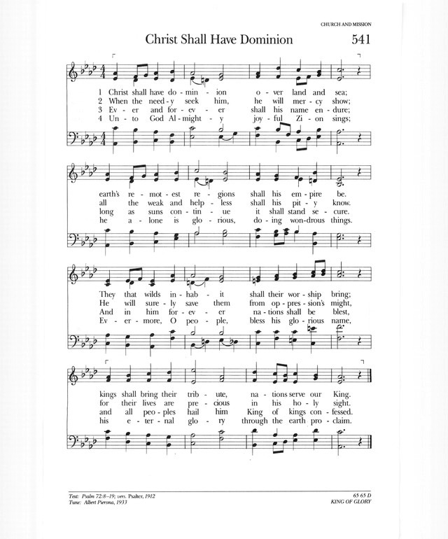 Psalter Hymnal (Gray) 541. Christ shall have dominion