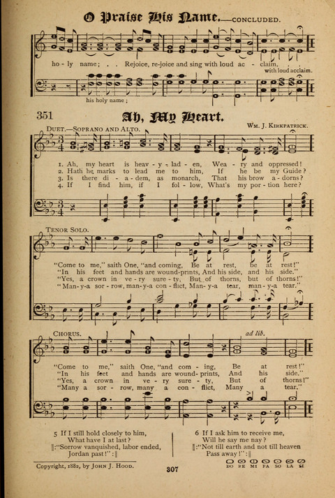 The Quartet: Four Complete Works in One Volume (Songs of Redeeming Love, The Ark of Praise, the Quiver of Sacred Song, and the Hymns of the Heart with Solos) page 305