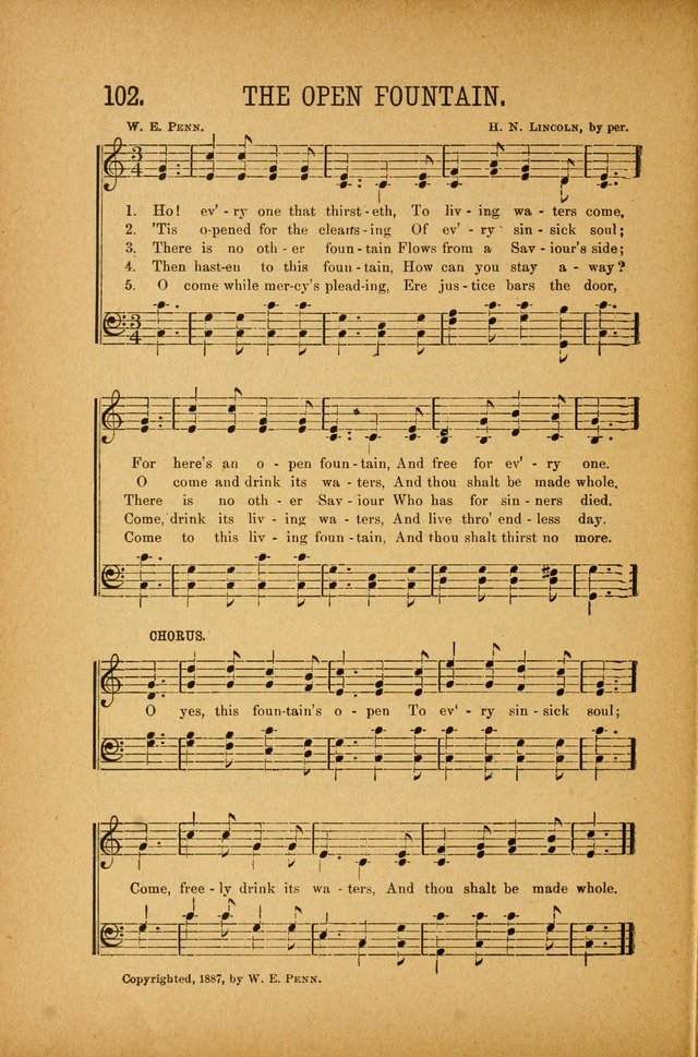 Quartette: containing Songs for the Ransomed, Songs of Love Peace and Joy, Gems of Gospel Song, Salvation Echoes, with one hundred choice selections added page 102