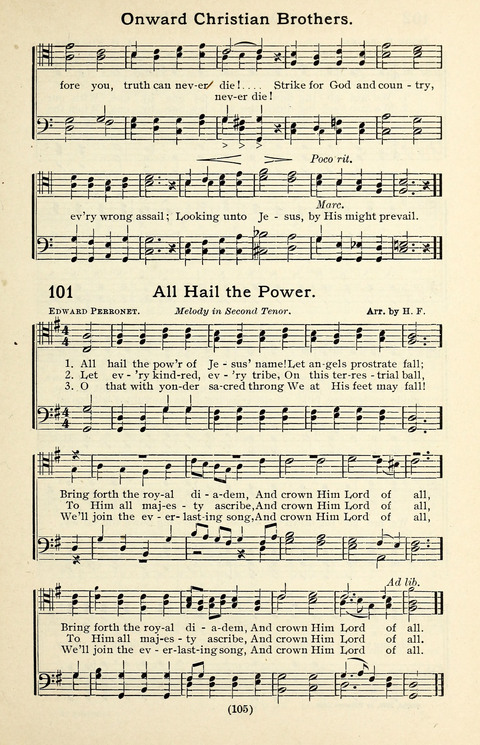 Quartets and Choruses for Men: A Collection of New and Old Gospel Songs to which is added Patriotic, Prohibition and Entertainment Songs page 103