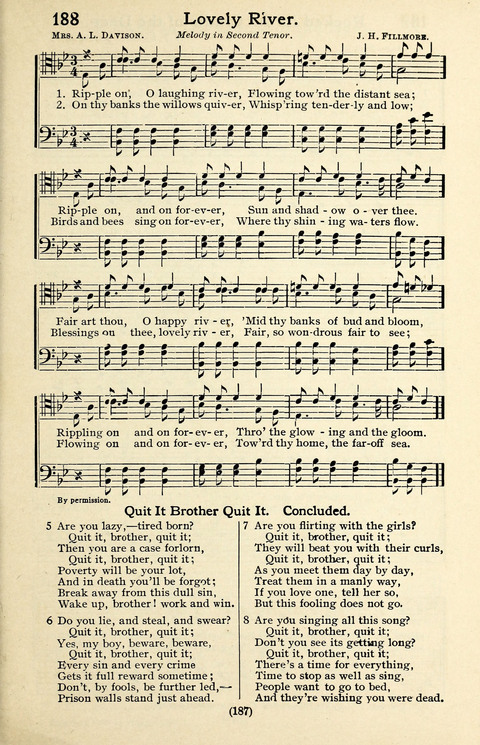 Quartets and Choruses for Men: A Collection of New and Old Gospel Songs to which is added Patriotic, Prohibition and Entertainment Songs page 185