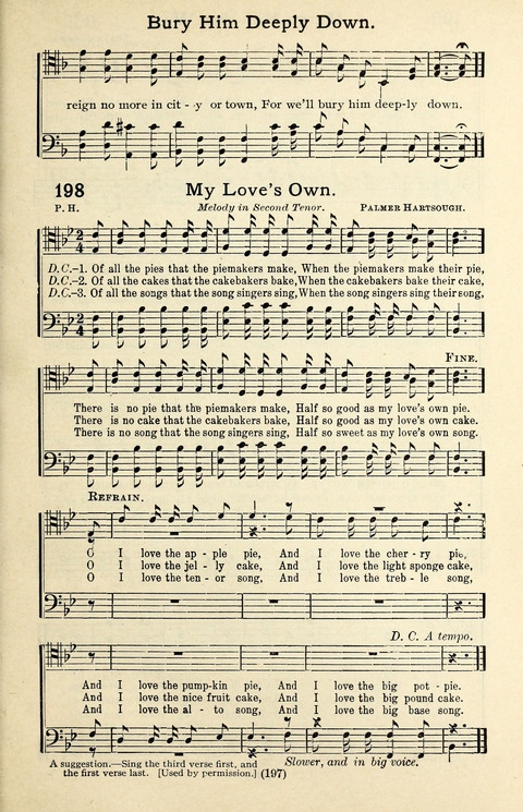 Quartets and Choruses for Men: A Collection of New and Old Gospel Songs to which is added Patriotic, Prohibition and Entertainment Songs page 195
