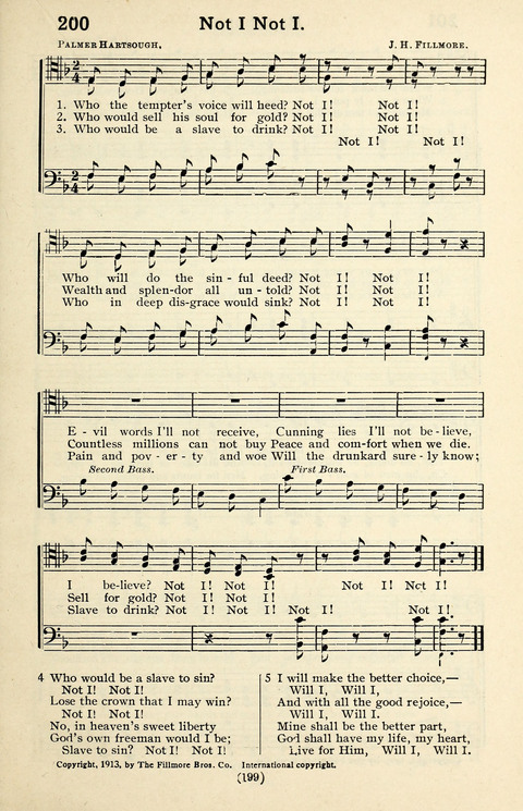 Quartets and Choruses for Men: A Collection of New and Old Gospel Songs to which is added Patriotic, Prohibition and Entertainment Songs page 197