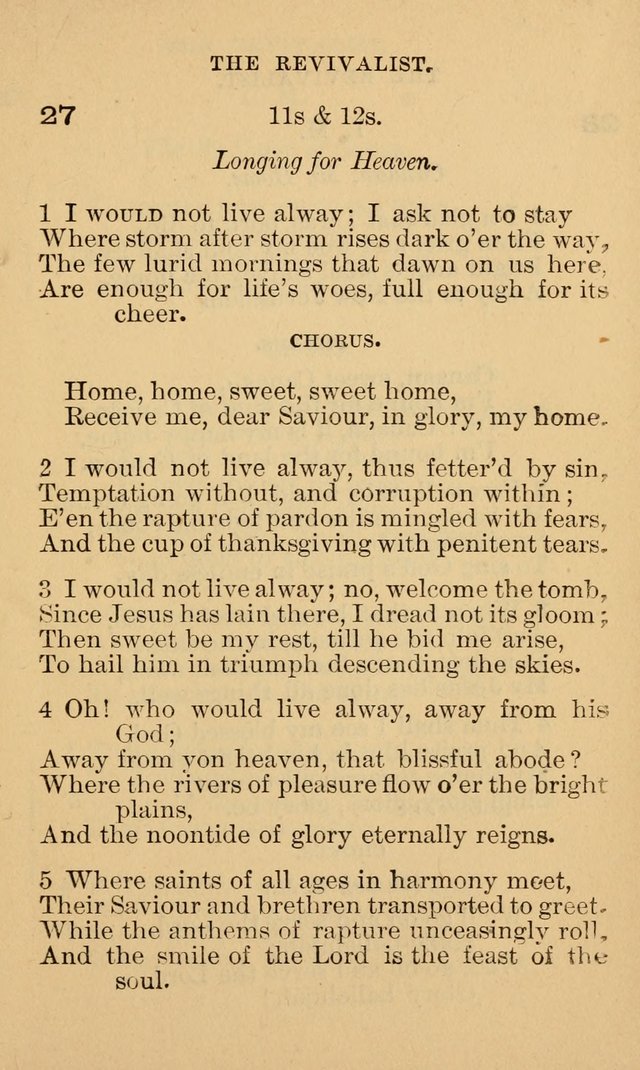 The Revivalist: Containing One Hundred Choice Revival Hymns, and One Hundred and Twenty-five Choruses: Designed for Use On Revival Occasions. (1st ed) page 31