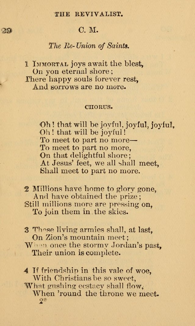 The Revivalist: Containing One Hundred Choice Revival Hymns, and One Hundred and Twenty-five Choruses: Designed for Use On Revival Occasions. (1st ed) page 33