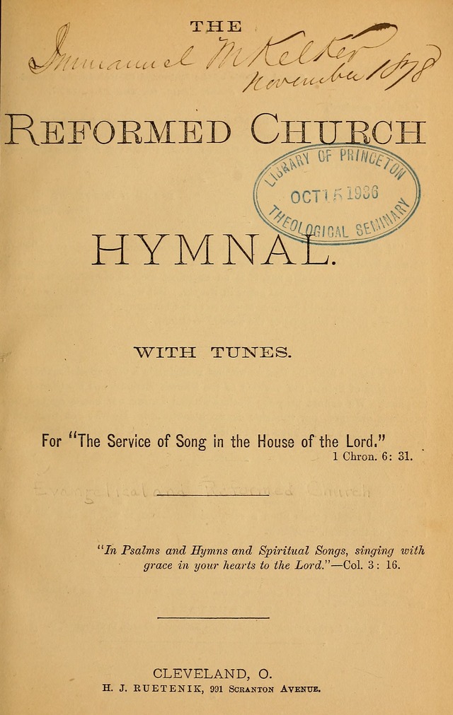 The Reformed Church Hymnal: with tunes page 1