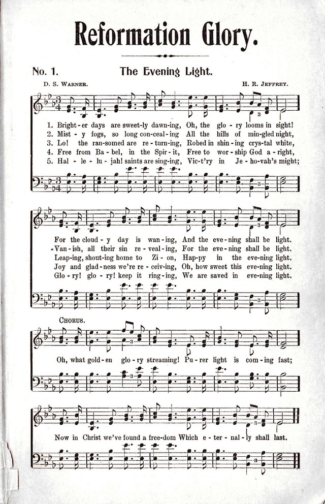Reformation Glory: a new and inspiring collection of gospel hymns for evangelistic services page 1