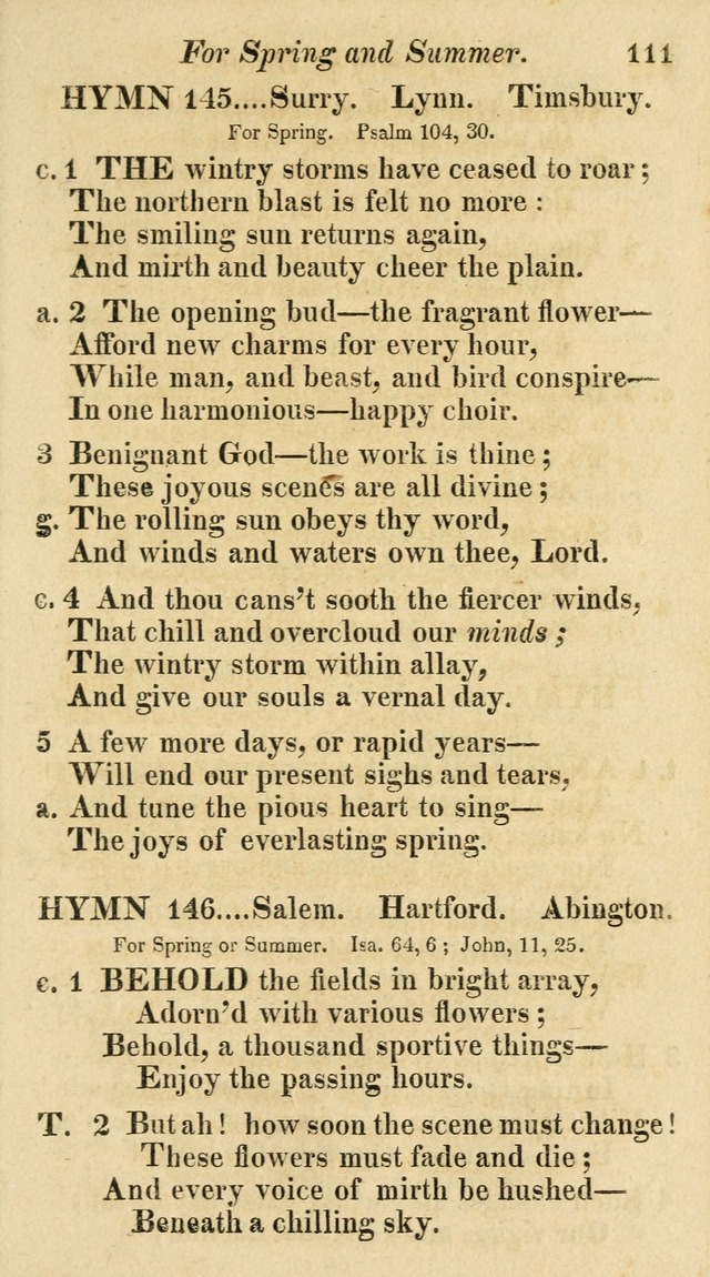 Regular Hymns: on a great variety of evangelical subjects and important occasions: with musical directions, for all the varieties of appropriate expression page 111