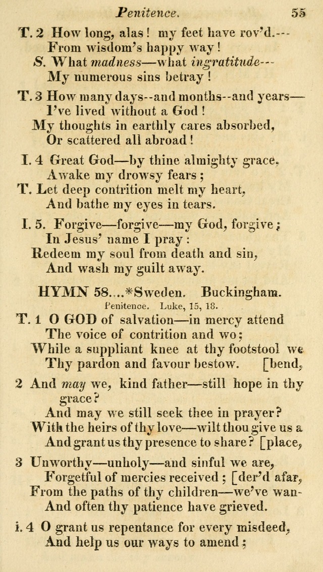 Regular Hymns: on a great variety of evangelical subjects and important occasions: with musical directions, for all the varieties of appropriate expression page 55