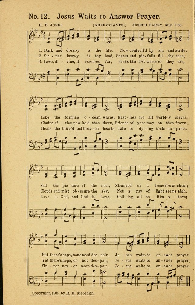 Revival Melodies: containing the popular Welsh tunes used in the great revivail in Wales; also a choice selection of gospel songs specially adapted for evangelistic and devotional meetings  page 12