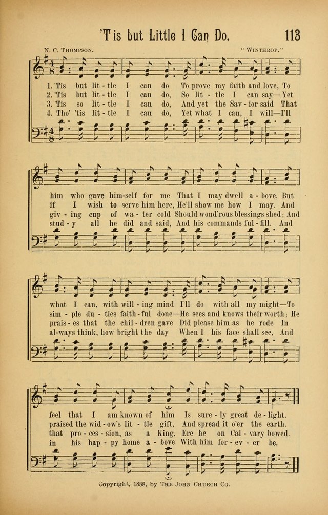 Royal Praise for the Sunday School: a collection of new and selected gospel songs. With a clear and concise course of instruction in the elements of music page 112