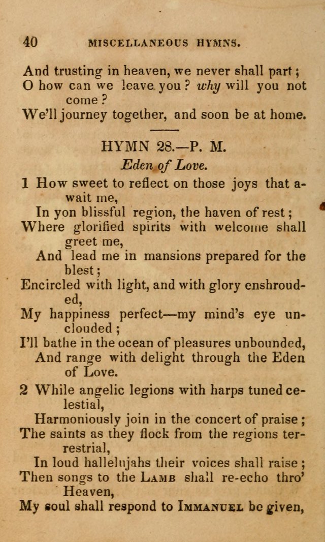 The Religious Songster: being a choice selection of hymns, adapted to the public and private devotions of Christians of all denominations: suitable to be used at missionary, temperance . . . page 40