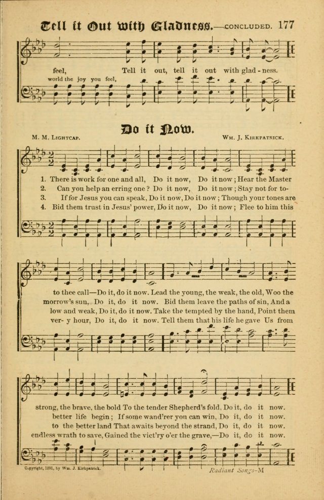 Radiant Songs: for use in meetings for Christian worship or work page 177