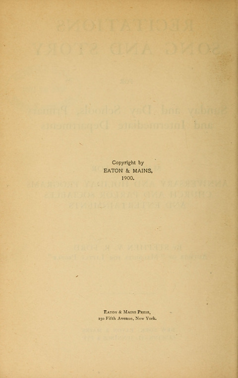 Recitations Song and Story: for Sunday and day schools, primary and intermediate Departments page 2