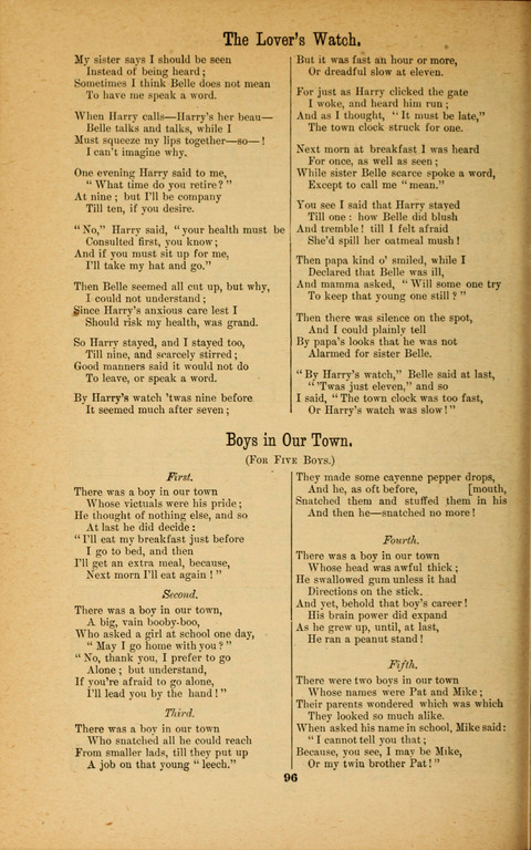 Recitations Song and Story: for Sunday and day schools, primary and intermediate Departments page 96