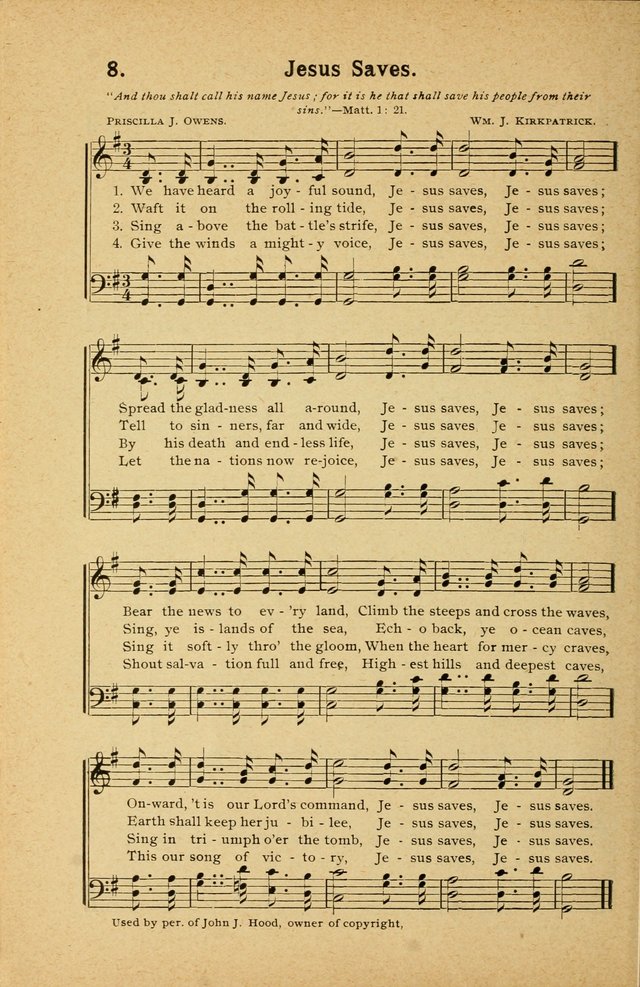 Songs for Christ and the Church: a collection of songs for the use of Christian endeavor societies, sunday-schools, and other church events page 8