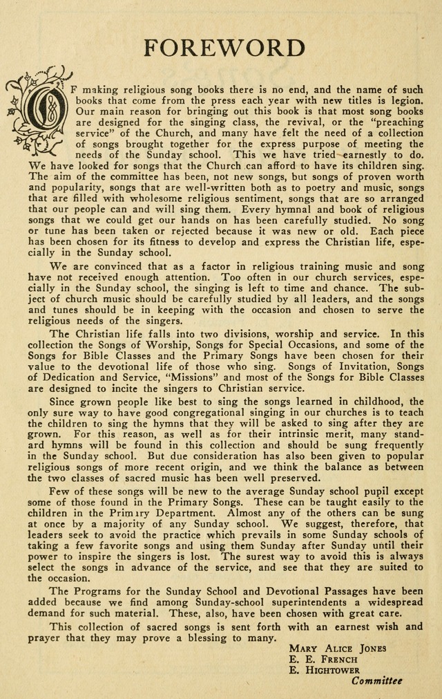 Songs for the Sunday School page vi