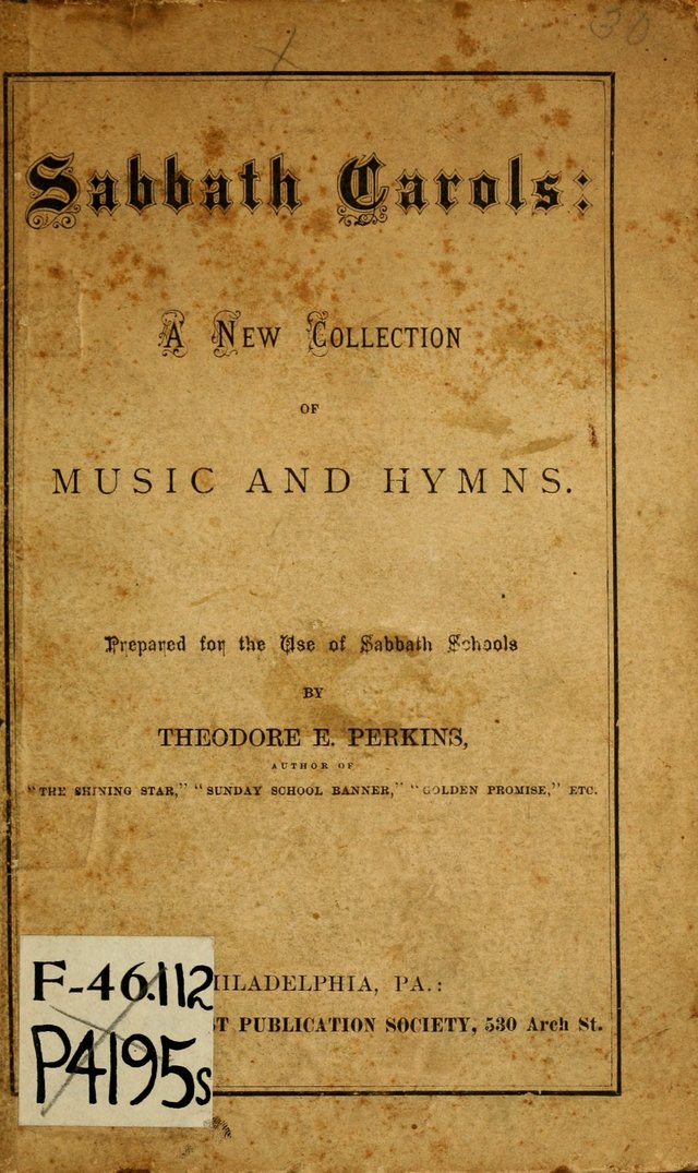 Sabbath Carols : A New Collection of Music and Hymns page i