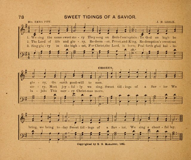 Sabbath Carols: a compilation of original, new, and beautiful music specially adapted for the Sabbath School (also an excellent book for Praise Meetings, Social Gatherings, and the Home Circle) page 78