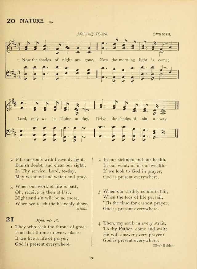 School and College Hymnal: a collection of hymns and of selections for responsive readings page 19