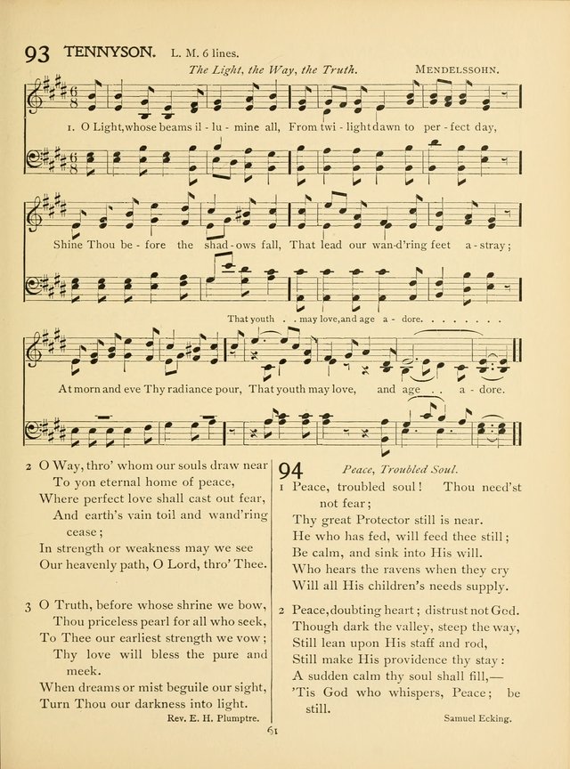 School and College Hymnal: a collection of hymns and of selections for responsive readings page 63