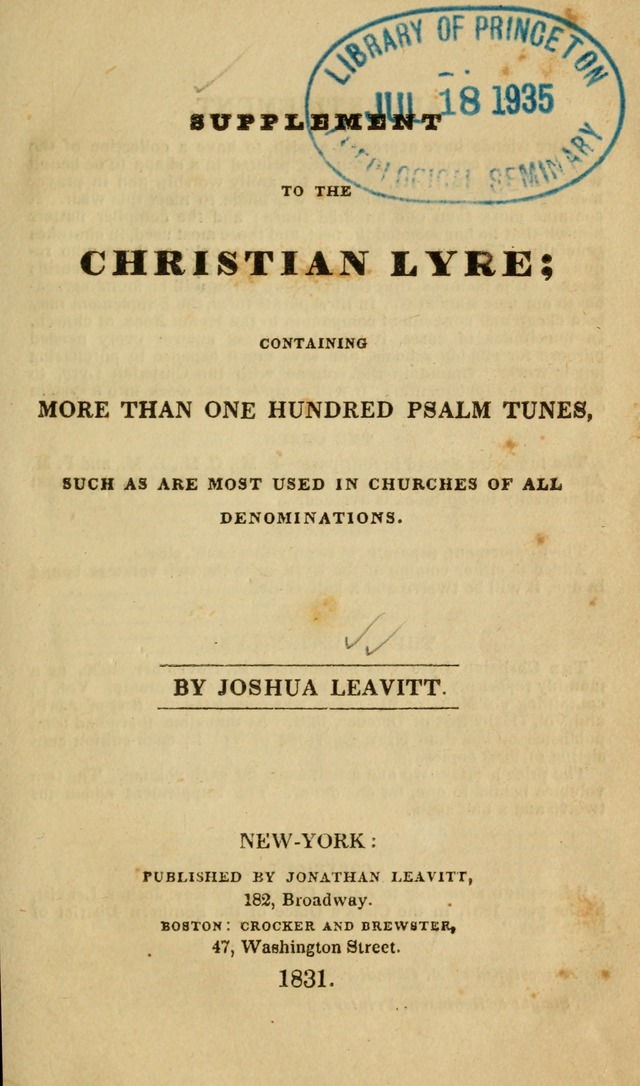 Supplement to the Christian lyre: containing more than one hundred psalm tunes, such as are most used in churches of all denominations page 8