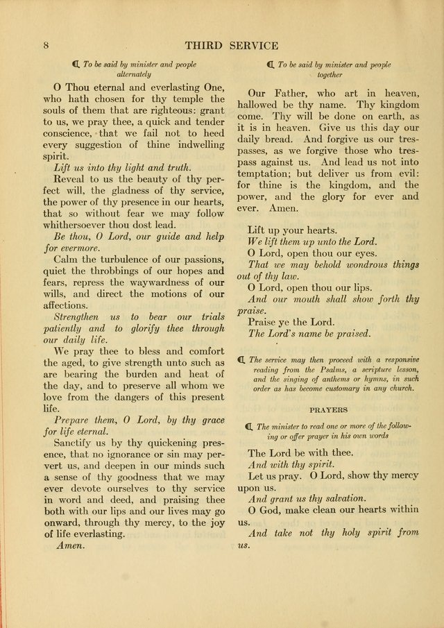 Services for Congregational Worship. The New Hymn and Tune Book page 8