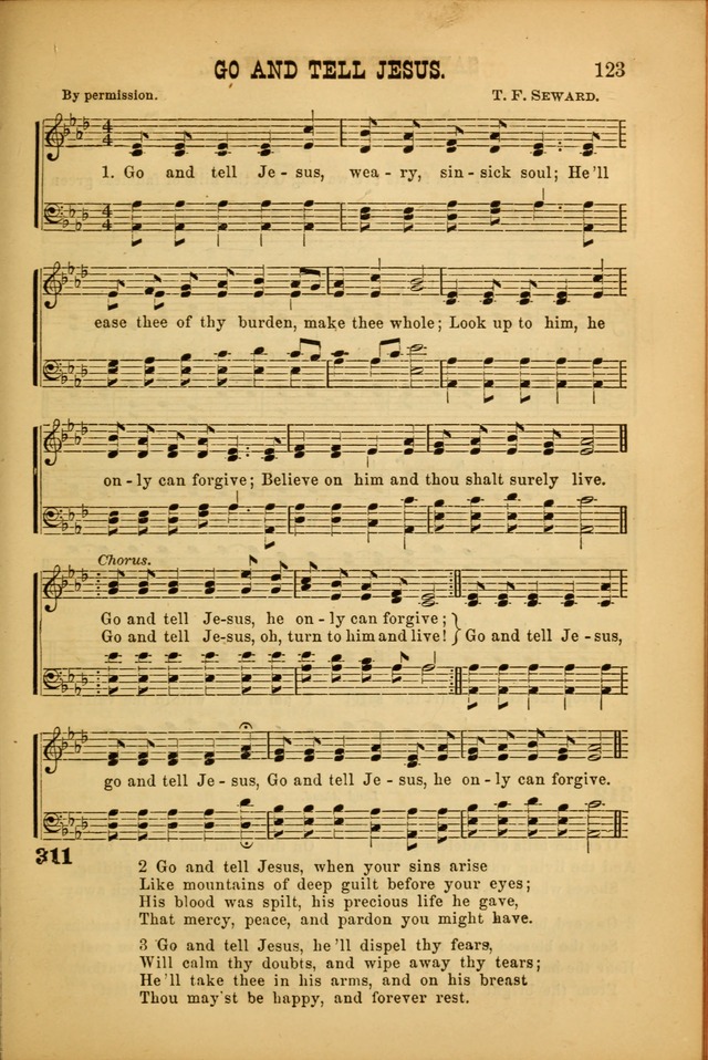 Songs of Devotion for Christian Assocations: a collection of psalms, hymns, spiritual songs, with music for chuch services, prayer and conference meetings, religious conventions, and family worship. page 123